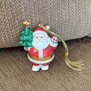Lenox Red and Green Santa with Gold Tassel Ornament